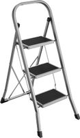 SONGMICS Drabina schodkowa, drabina z 3 stopniami, składane zabezpieczenie, łatwa do przechowywania, obciążenie do 150 kg, gołębi szary GSL003GY01