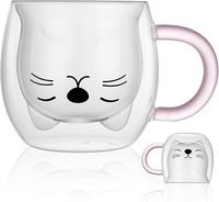 Vicloon Słodki kubek z kotem, filiżanka z podwójnymi ściankami