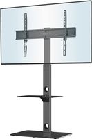 BONTEC Uniwersalny Podłogowy Stojak do 30-70'' LED OLED LCD Ekranów Zakrzywionych, Regulowany Wysokościowo Wysoki Stojak TV z 2-Poziomowymi Półkami ze Szkła Hartowanego do 40KG, Max VESA 600x400mm