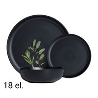 Zestaw obiadowy z kamionki na 6 osób MG Home Artena Black 18 elementów czarny