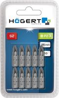 HÖGERT TECHNIK – PZ3 bity wkrętakowe 25 mm, 5 sztuk, stal S2, HRC 58–60, trzpień sześciokątny 1/4", DIN 3126