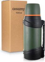 Termos 1,5 l z kubkiem, na podróż, szczelny, wytrzymały uchwyt i pasek do noszenia, na kawę i herbatę