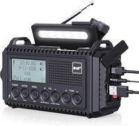 Radio solarne DAB+/DAB/FM, radio cyfrowe 5000 mAh z wyświetlaczem LCD, korba ręczna, port USB, gniazdo słuchawkowe, latarka, lampa do czytania, SOS, radio mono/stereo na kemping wędrówki - czarne