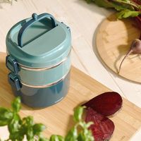 Pojemnik termiczny THEO obiadowy piętrowy zielony 0,9 l + 0,5 l HOMLA