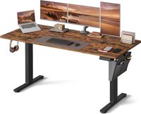 SONGMICS Biurko elektryczne z regulacją wysokości, 160 x 70 x (72-120) cm, regulowany stół, funkcja pamięci wysokości 4, do biura domowego, gabinetu, kolor brązowo-czarny LSD136K01