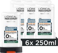 L'Oréal Men Expert Sensitiv żel pod prysznic i szampon dla mężczyzn, do kąpieli pod prysznic, do ciała, włosów i twarzy, dla mężczyzn do pielęgnacji skóry wrażliwej z niacynamidem bez alkoholu, magnez