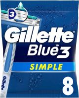 Gillette Blue 3 Simple jednorazowa golarka dla mężczyzn, 8 golarek z potrójnym ostrzem