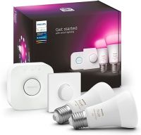 Zestaw startowy Philips Hue White and color ambiance 2xE27 1100lm, 8W (75W), mostek Philips Hue, Hue Smart Button