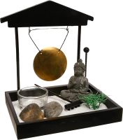 Ogród Zen Budda z gongiem na tacce