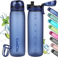 CodiCile Butelka na napoje 1litr, nie zawiera BPA, szczelna, tritan, sportowa z filtrem, do fitnessu, biegania, szkoły, na zewnątrz, niebieska