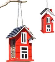 Karmnik dla ptaków w kolorze czerwonym do zawieszenia 12,5 x 11,5 x 21,5 cm