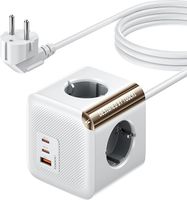 toocki 7 w 1 Listwa zasilająca z USB C, listwa zasilająca 4000W, przedłużacz 1,5M z 4 gniazdami i 3 USB, listwa zasilająca PD 30W do podróży, biura domowego, statku wycieczkowego
