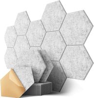 Sześciokątne panele akustyczne samoprzylepne, 12 sztuk wysokiej gęstości ściana dźwiękochłonna dla sufitu / drzwi / ściany dekoracji i leczenia akustycznego, fazowane krawędzie pianki akustycznej (30x26x0.9cm)