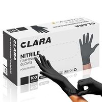 Clara Rękawice nitrylowe bez pudru czarne, rękawiczki jednorazowe, rękawice do czyszczenia - 100 sztuk L błąd cenowy