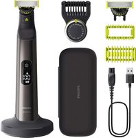 Philips OneBlade Pro 360 Autentyczny Elektryczny trymer do twarzy i ciała, golarka i groomer, 2x 360 ostrzy, grzebień o 14 długościach, zestaw do ciała, podstawka ładująca, etui podróżne, QP6652/30