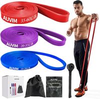 AUVIM Zestaw taśm oporowych 3 różne poziomy taśm oporowych do treningu siłowego, stretchingu, kalisteniki, cross-fitness, pilatesu, jogi, łącznie z torbą do przechowywania