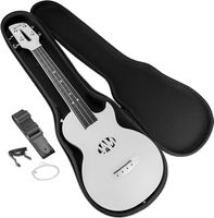 RockJam Ukulele z włókna węglowego z etui, kapodanem i paskiem - białe
