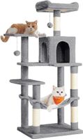 Feandrea Wysoki domek dla kota z 4 drapakami 2 platformy Hamak Jaskinia Jasnoszary PCT161W01 143 cm