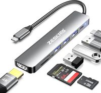 ZESKRIS Hub USB C, adapter 7 w 1 USB C na HDMI z 4K HDMI, 100 W PD, 1 x USB 3.0, 2 x USB 2.0 i czytnik kart SD/TF