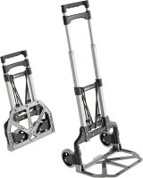 ATHLON TOOLS Aluminiowy wózek transportowy, składany, bardzo długi uchwyt teleskopowy 110 cm, powierzchnia ładunkowa z antypoślizgowymi podkładkami, gładkie koła z miękkimi powierzchniami