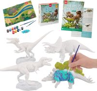 Zestaw do malowania dinozaurów : 4 dinozaury, zestaw farb, pędzel, zeszyt naukowy
