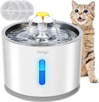 Petiigo Fontanna dla kotów, stal nierdzewna, nie zawiera BPA, z 3 filtrami LED, dla kotów/psów, 2,4 l