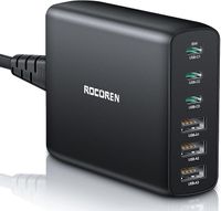 Rocoren Ładowarka USB C 100W, 6-Portowy Zasilacz USB C
