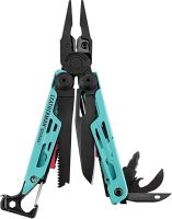 LEATHERMAN - Sygnał, narzędzie wielofunkcyjne do użytku na zewnątrz, z krzesiwem, ostrzałką i gwizdkiem, Aqua z nylonową kaburą