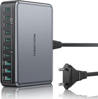 Rocoren 480 W GaN USB C ładowarka wielokrotna, 10-portowa PD100W QC4.0 PPS 4-stacja ładująca do laptopów z przedłużaczem 1,5 m, kompatybilna z MacBookiem, HP, iPadem, iPhone'em, Sumsung Galaxy i