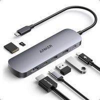 Anker Hub USB-C 7 w 1 z HDMI 4K @ 60 Hz, zasilaniem 85 W, portami USB-A/C 3.0 i czytnikiem kart SD/microSD dla urządzeń USB-C (bez zasilacza)