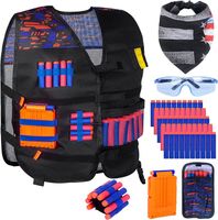 Kamizelka taktyczna dla dzieci, zestaw do Nerf N Strike Elite, akcesoria Nerf z magazynkiem do szybkiego ładowania, strzałki, opaski na nadgarstek, okulary, bandana dla chłopców i dziewcząt