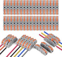 flintronic Szybkozłączki do przewodów, 2-stykowe, bez ściągania, wtykowe, 1–0,6 mm, do szybkiego łączenia przewodów, 34 szt.