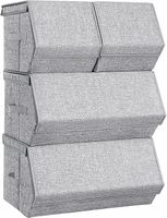 SONGMICS Pudełko do przechowywania z pokrywą, zestaw 4, organizer na zabawki, metalowa rama, magnetyczne zamknięcie, na ubrania, zabawki i książki, szary RLB22GY