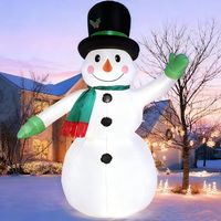 210 cm nadmuchiwany bałwan do użytku na zewnątrz z czarnym kapeluszem i światłami LED