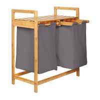 Lumaland Bambusowy kosz na pranie z 2 wysuwanymi workami na pranie