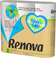 Renova Papier toaletowy w 100% z recyklingu i opakowanie papieru, 9 sztuk, 921 g