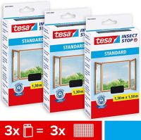 tesa Insect Stop STANDARD moskitiera do okien 3 x moskitiera antracytowa - 130 cm x 150 cm