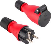 Electraline 92383 – gumowa wtyczka + gniazdko IP54 (czerwony/czarny)