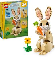 LEGO Creator 3 w 1 Uroczy króliczek, Zestaw Konstrukcyjny do Przebudowania na Figurki Zwierząt: Lamę lub Fokę, Zabawka dla Dziecka, Prezent Urodzinowy dla 8-latki, dla Dziewczynki i Chłopca 31162
