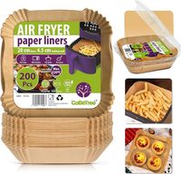 Papier do pieczenia do frytkownicy beztłuszczowej kwadratowy 200 sztuk, 20–24,5 cm