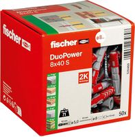 Fischer Duopower 8 × 40 mm – uniwersalne kotwy ścienne ze śrubą (535460)