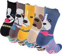 Śmieszne Skarpetki Damskie 5 Par, Kolorowe Bawełniane Skarpetki z Motywami Zwierząt, Jedzenia i Świąt, Miękkie i Oddychające na Prezent