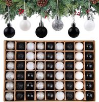 Zestaw 54 mini bombek bożonarodzeniowych, czarno-białe, srebrne - błąd cenowy