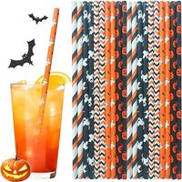 125 szt. papierowych słomek na Halloween