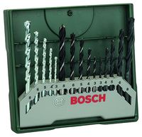Bosch Mini-X-Line 15-częściowy zestaw wierteł (do drewna, kamienia i metalu, osprzęt do wiertarko-wkrętarki)