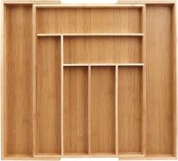 Sosayet Bambusowy wkład na sztućce, regulowany rozmiar wkład do szuflady z 6 do 8 przegródkami, rozszerzalny organizer na sztućce i pojemnik na sztućce, organizer na przybory kuchenne i sztućce