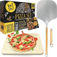 Kamień do pizzy z długą łopatką + książką z przepisami