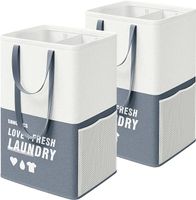 2 x Duży kosz na pranie  90 l z 2 przegrodami SONGMICS LCB209C12