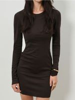 Sukienka mini z okrągłym dekoltem Kolor brązowy - SINSAY - 927EY-88X