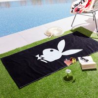 Playboy Klasyczny bawełniany ręcznik plażowy czarny/biały